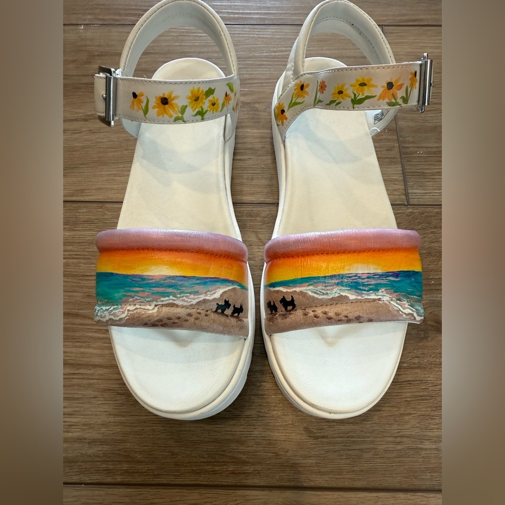 UGG Women's Sandals with Beach and Sunflower Design